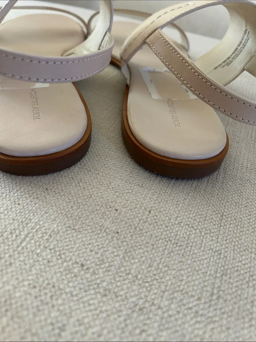 TORY BURCH Mini Everly Back Strap Leather Sandal In Ivory, Size 10.5, NWT no box